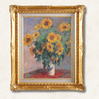 Monet "Bouquet of Sunflowers" Hand-Painted Oil Reproduction | Framed Canvas