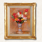 Renoir "Tulips" Hand-Painted Oil Reproduction | Framed Canvas