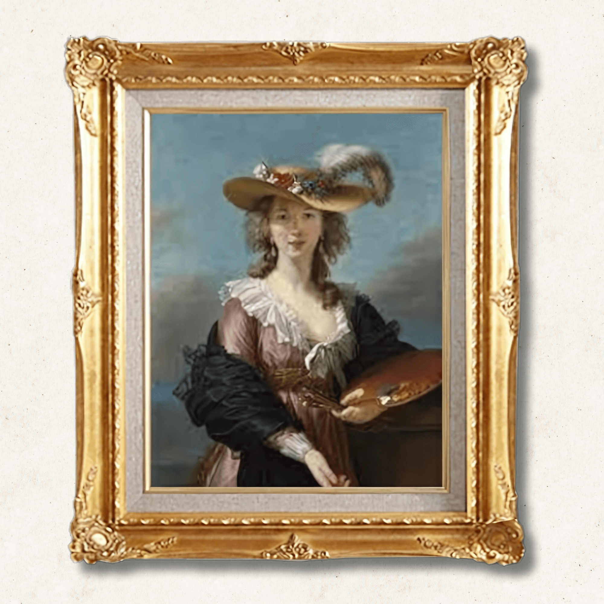 Self-Portrait in a Straw Hat — Élisabeth Vigée Le Brun | 18th-Century French Court Painter Masterpiece | Hand-Painted Oil Reproduction | Framed - Galerie Eclat