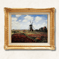Tulip Fields with the Rijnsburg Windmill — Claude Monet | 1886 Impressionist Masterpiece | Hand-Painted Oil Reproduction | Framed - Galerie Eclat
