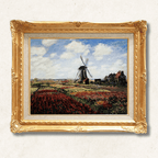 Tulip Fields with the Rijnsburg Windmill — Claude Monet | 1886 Impressionist Masterpiece | Hand-Painted Oil Reproduction | Framed - Galerie Eclat