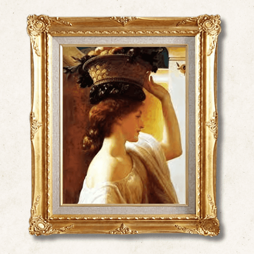 A Girl with a Basket of Fruit — Sir Frederic Lord Leighton | 19th-Century Academic Masterpiece | Hand-Painted Oil Reproduction | Framed - Galerie Eclat Art