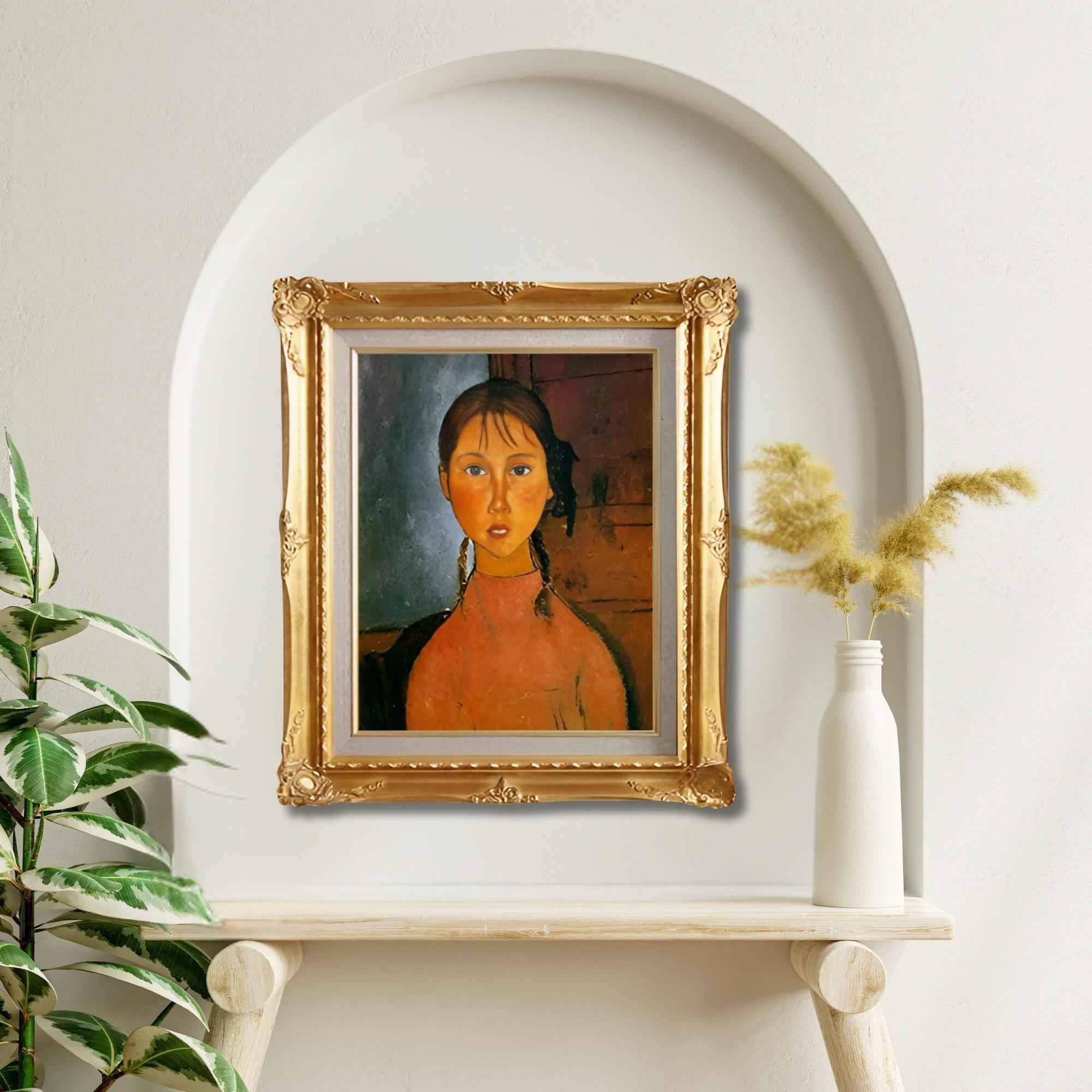 Amedeo Modigliani <br>- Portrait of a Young Girl with Braided Hair - Galerie Eclat Art