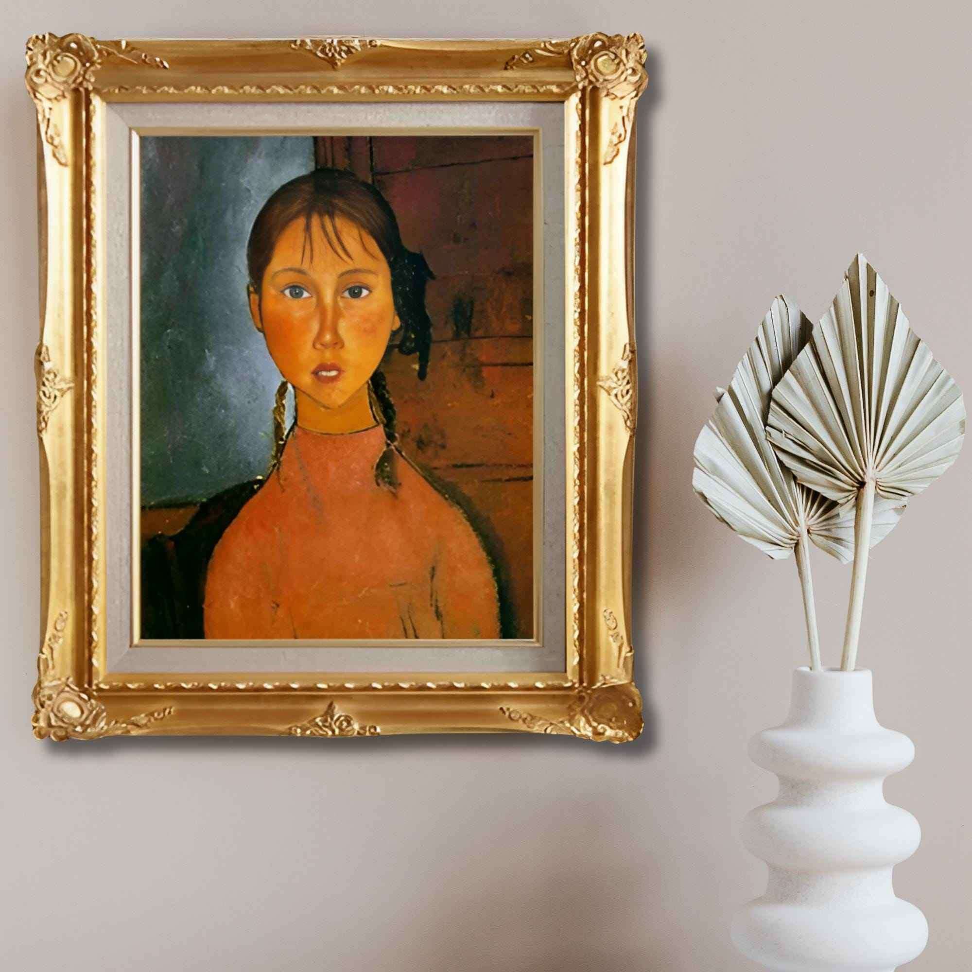 Amedeo Modigliani <br>- Portrait of a Young Girl with Braided Hair - Galerie Eclat Art