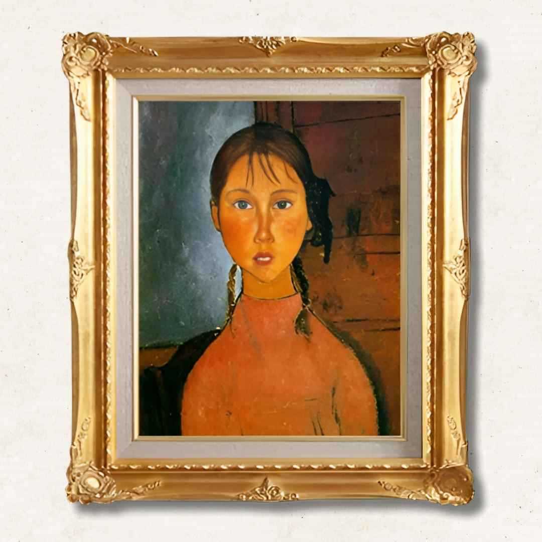 Amedeo Modigliani <br>- Portrait of a Young Girl with Braided Hair - Galerie Eclat Art