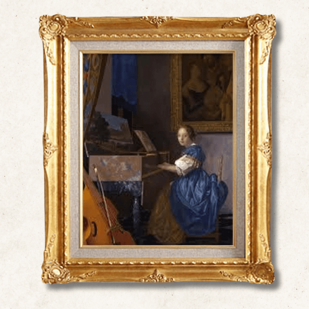 Johannes Vermeer <br>- Seated Woman at a Virginal - Galerie Eclat Art