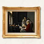Johannes Vermeer <br>- The Interrupted Music Lesson - Galerie Eclat Art