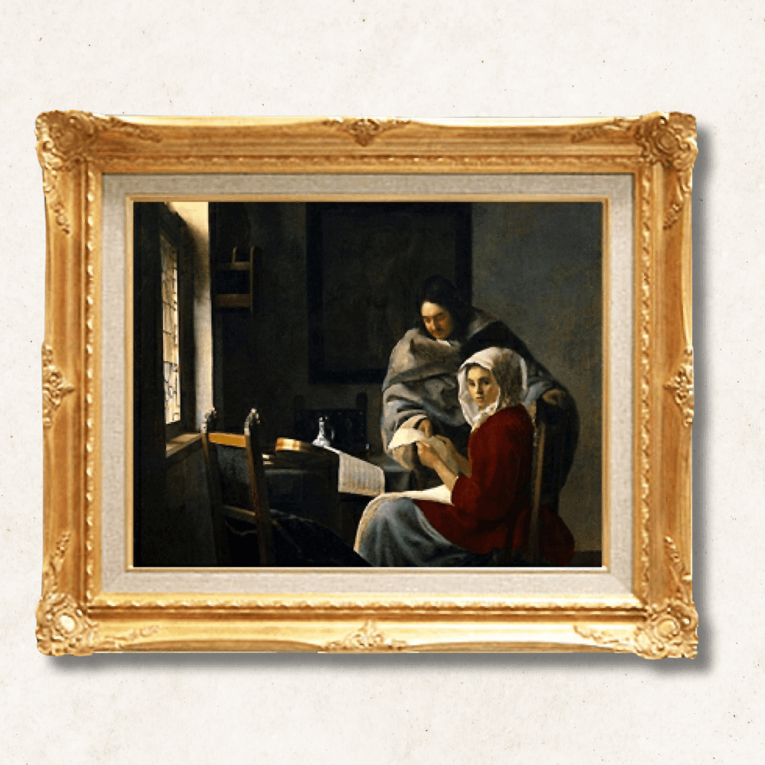 Johannes Vermeer <br>- The Interrupted Music Lesson - Galerie Eclat Art