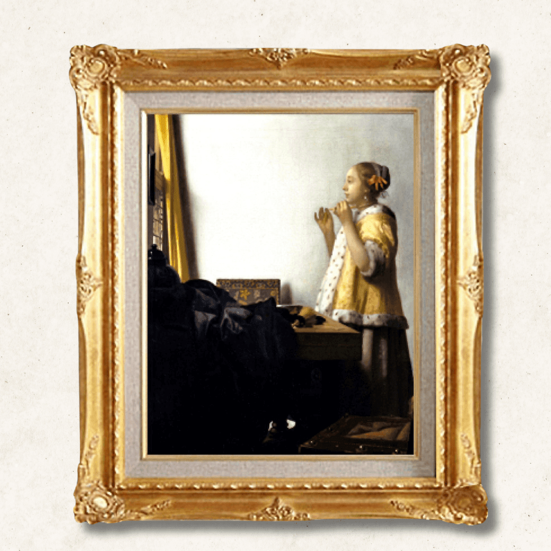 Johannes Vermeer <br>- Woman with a Pearl Necklace - Galerie Eclat Art