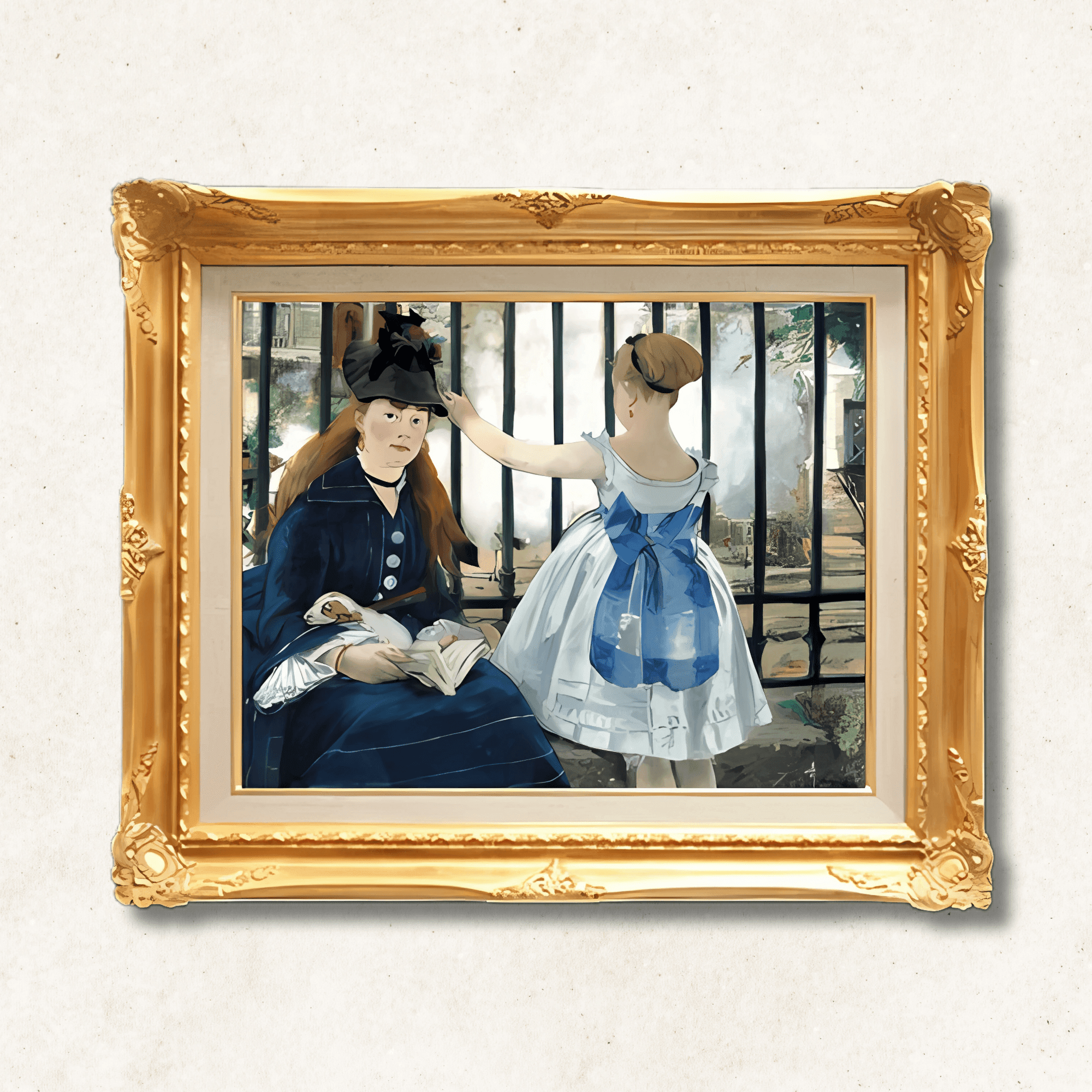 Manet "The Railway" Hand-Painted Oil Reproduction | Framed Canvas - Galerie Eclat Art