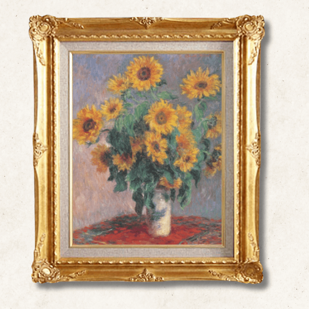 Monet "Bouquet of Sunflowers" Hand-Painted Oil Reproduction | Framed Canvas - Galerie Eclat Art