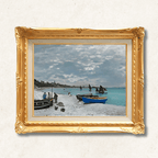 Monet "The Beach at Sainte-Adresse" Framed Canvas - Galerie Eclat Art