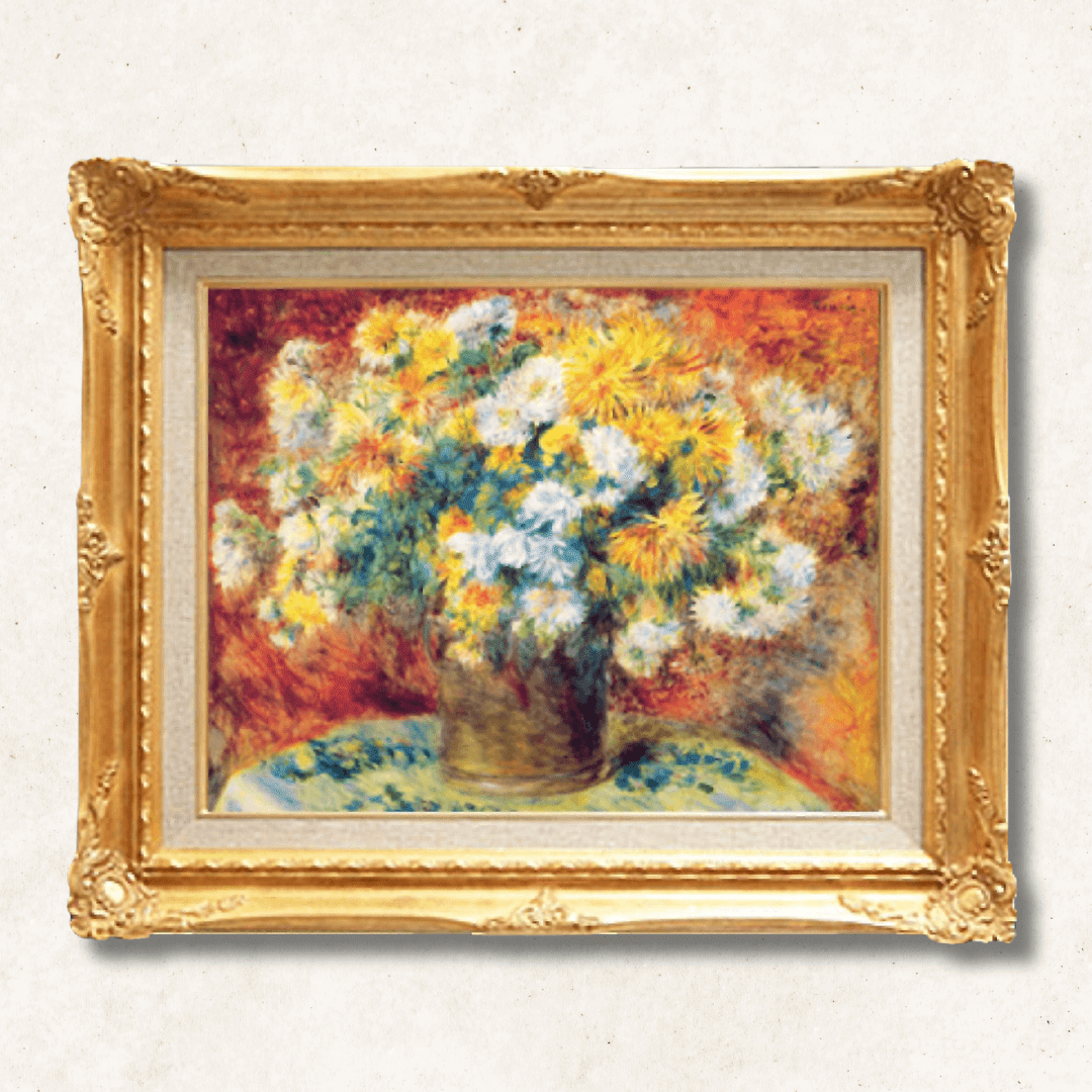 Renoir "Chrysanthemums" Hand-Painted Oil Reproduction | Framed Canvas - Galerie Eclat Art