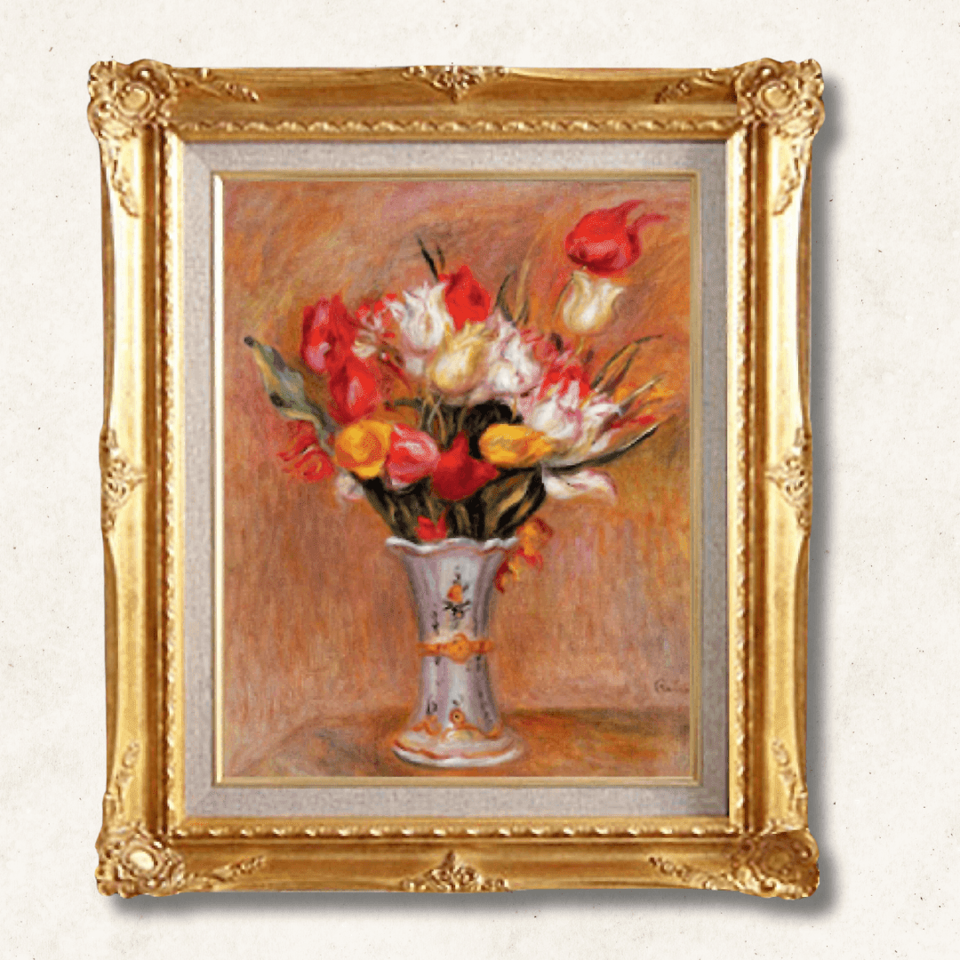 Renoir "Tulips" Hand-Painted Oil Reproduction | Framed Canvas - Galerie Eclat Art