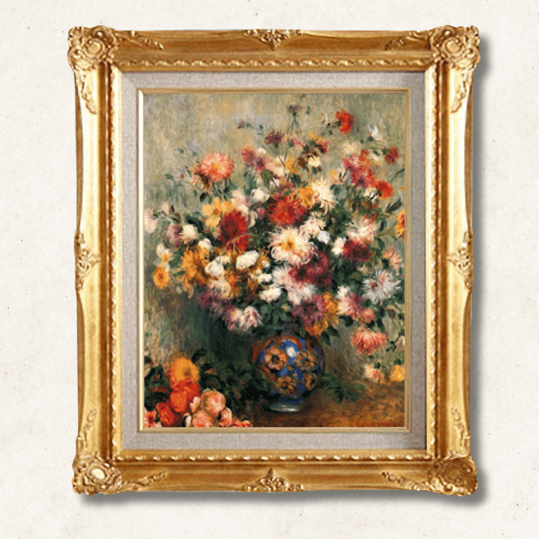 Renoir "Vase of Chrysanthemums" Hand-Painted Oil Reproduction | Framed Canvas - Galerie Eclat Art