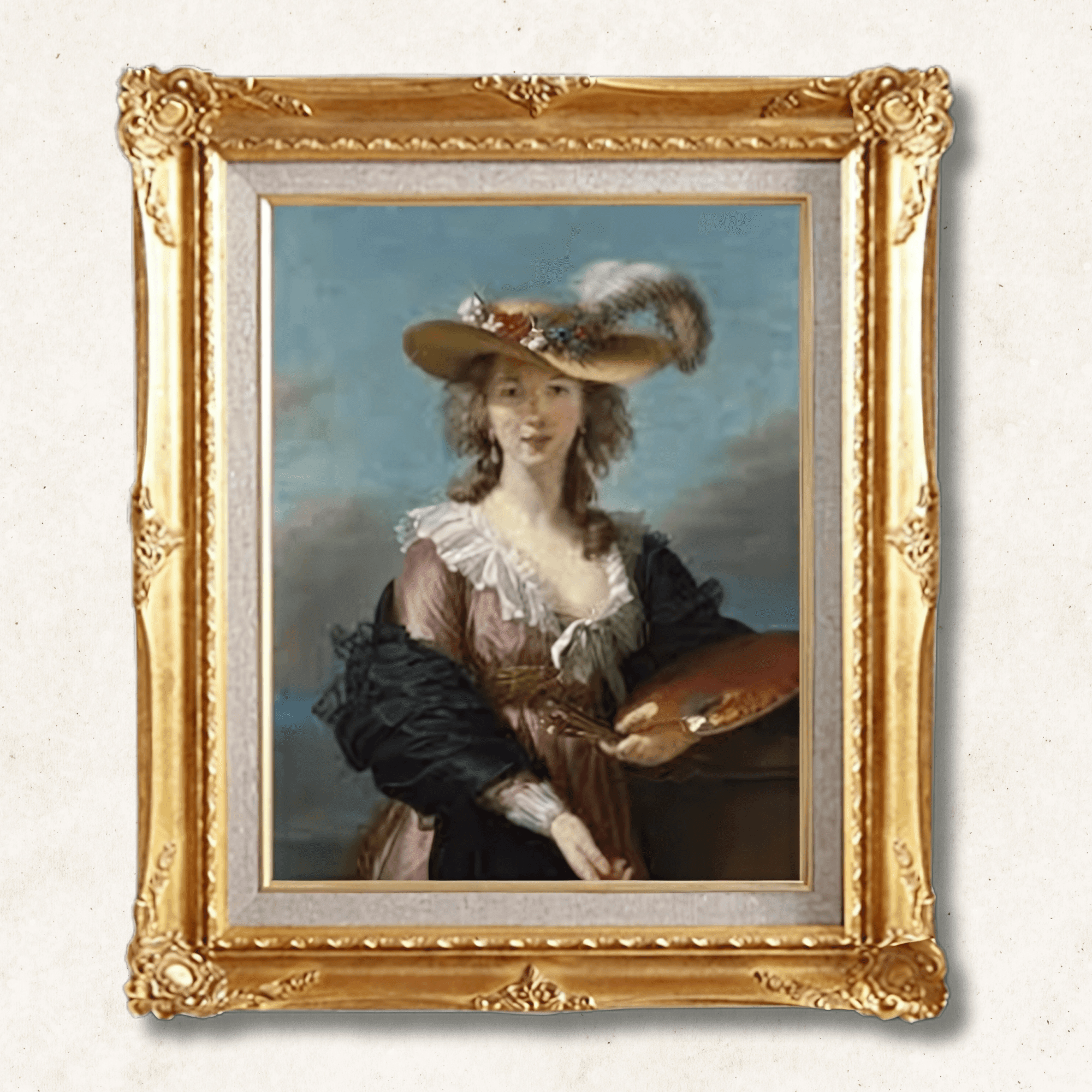 Self-Portrait in a Straw Hat — Élisabeth Vigée Le Brun | 18th-Century French Court Painter Masterpiece | Hand-Painted Oil Reproduction | Framed - Galerie Eclat Art