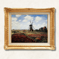 Tulip Fields with the Rijnsburg Windmill — Claude Monet | 1886 Impressionist Masterpiece | Hand-Painted Oil Reproduction | Framed