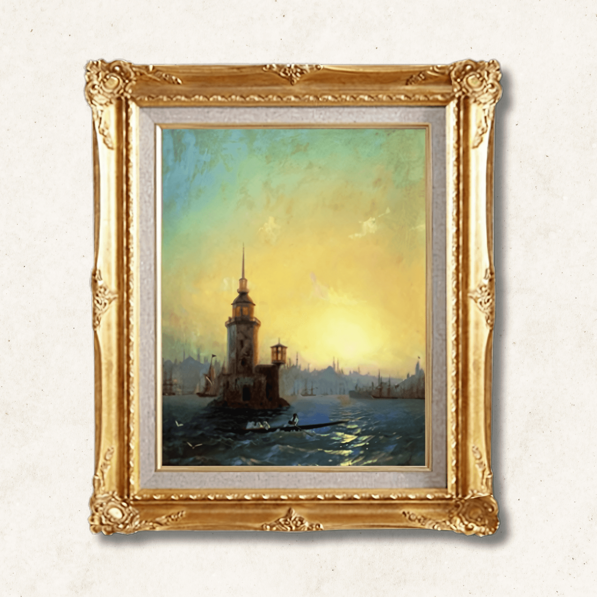 View of the Maiden's Tower, Constantinople — Ivan Aivazovsky | Romantic Marine Painting Masterpiece | Hand-Painted Oil Reproduction | Framed - Galerie Eclat Art